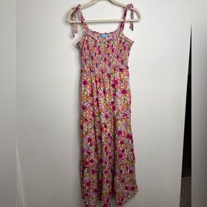 Draper James Pink and Yellow Floral Smocked Top